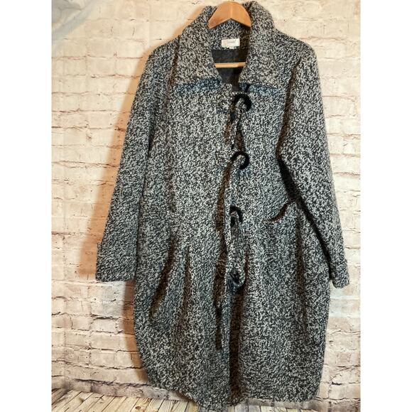 Dorman Wool Coat Womens Medium Gray Heavyweight Long Line Artsy Lagenlook Pocket - Picture 1 of 16